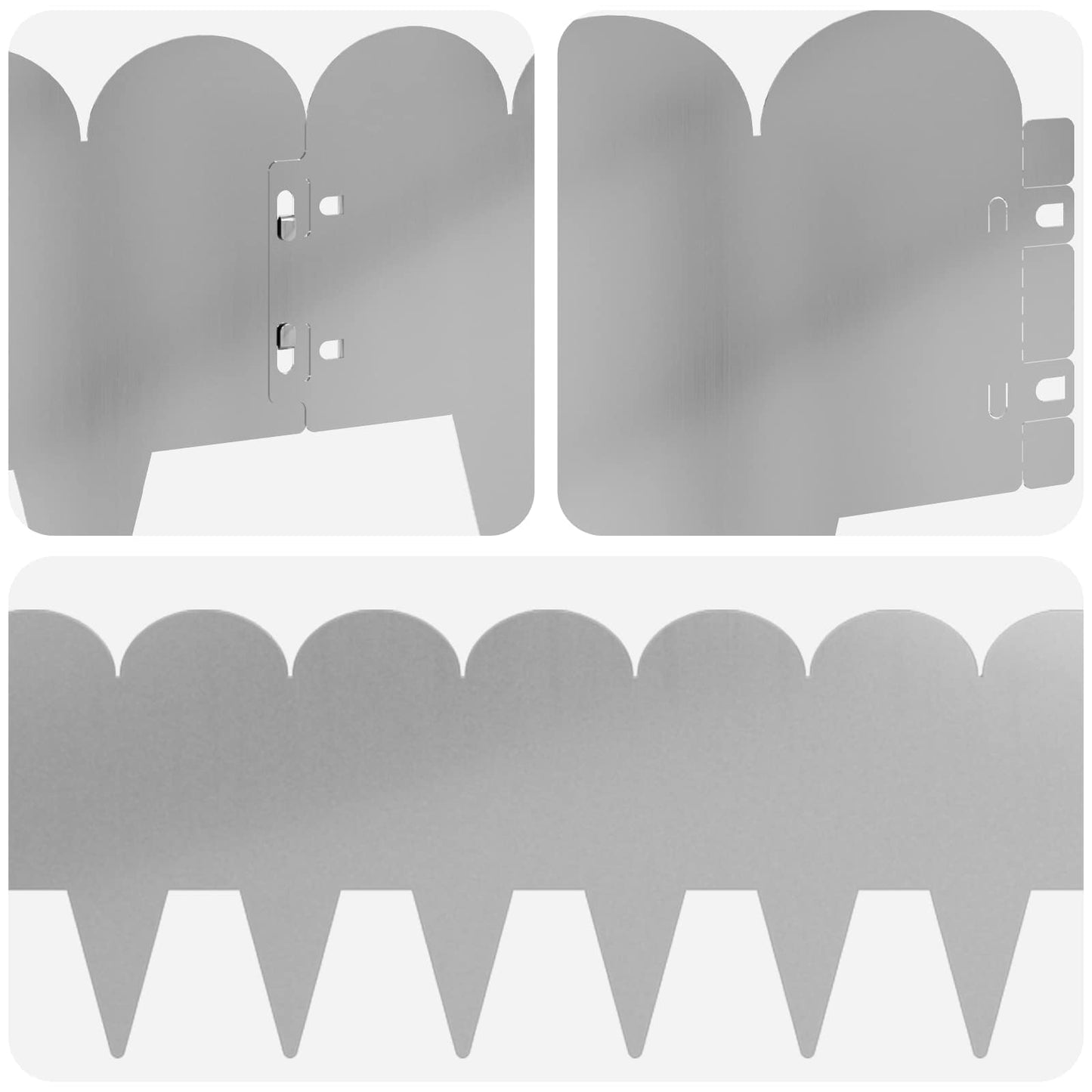 Bordura per Prato 20 pcs 103 x 20 cm Acciaio Argento | homemem39