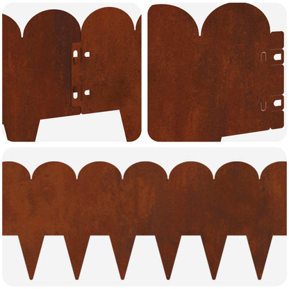 Bordura per Prato 10 pcs 103 x 20 cm Acciaio Ruggine | homemem39