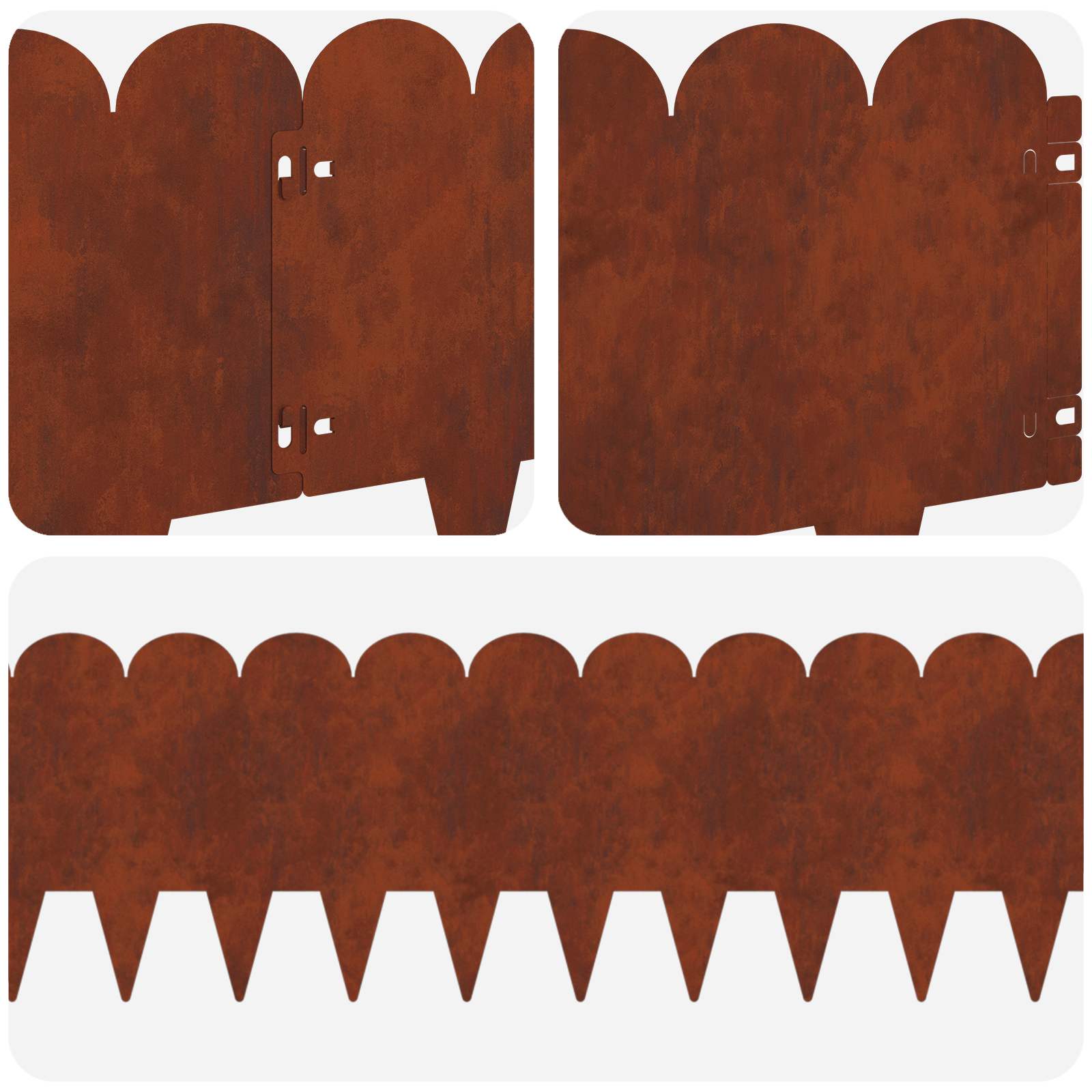 Bordura per Prato 10 pcs 103 x 25 cm Acciaio Ruggine | homemem39