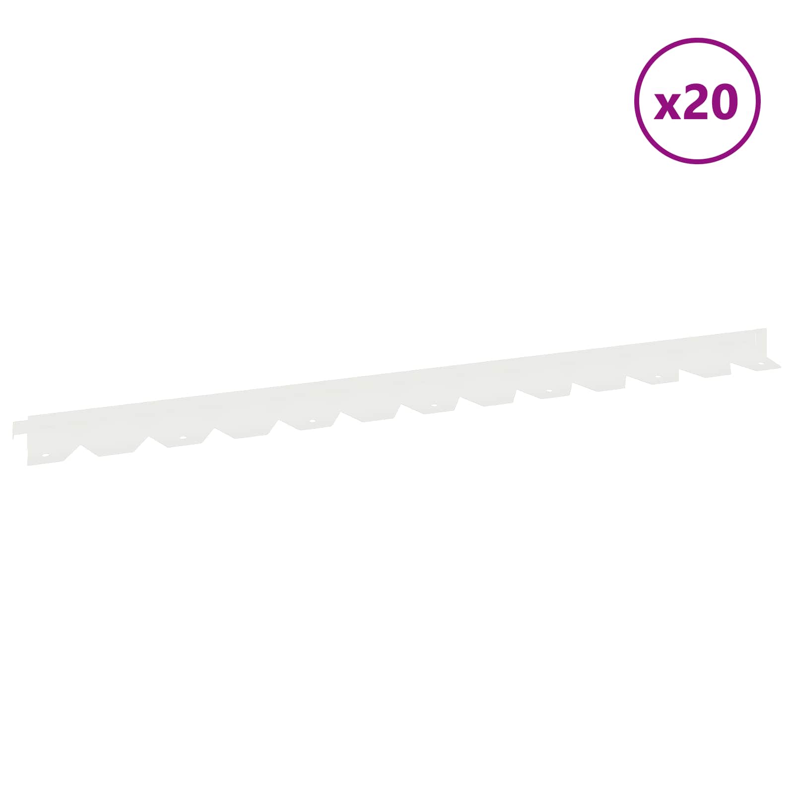 Bordura per Prato 20 pcs 102 x 4 x 4 cm Acciaio Bianco | homemem39