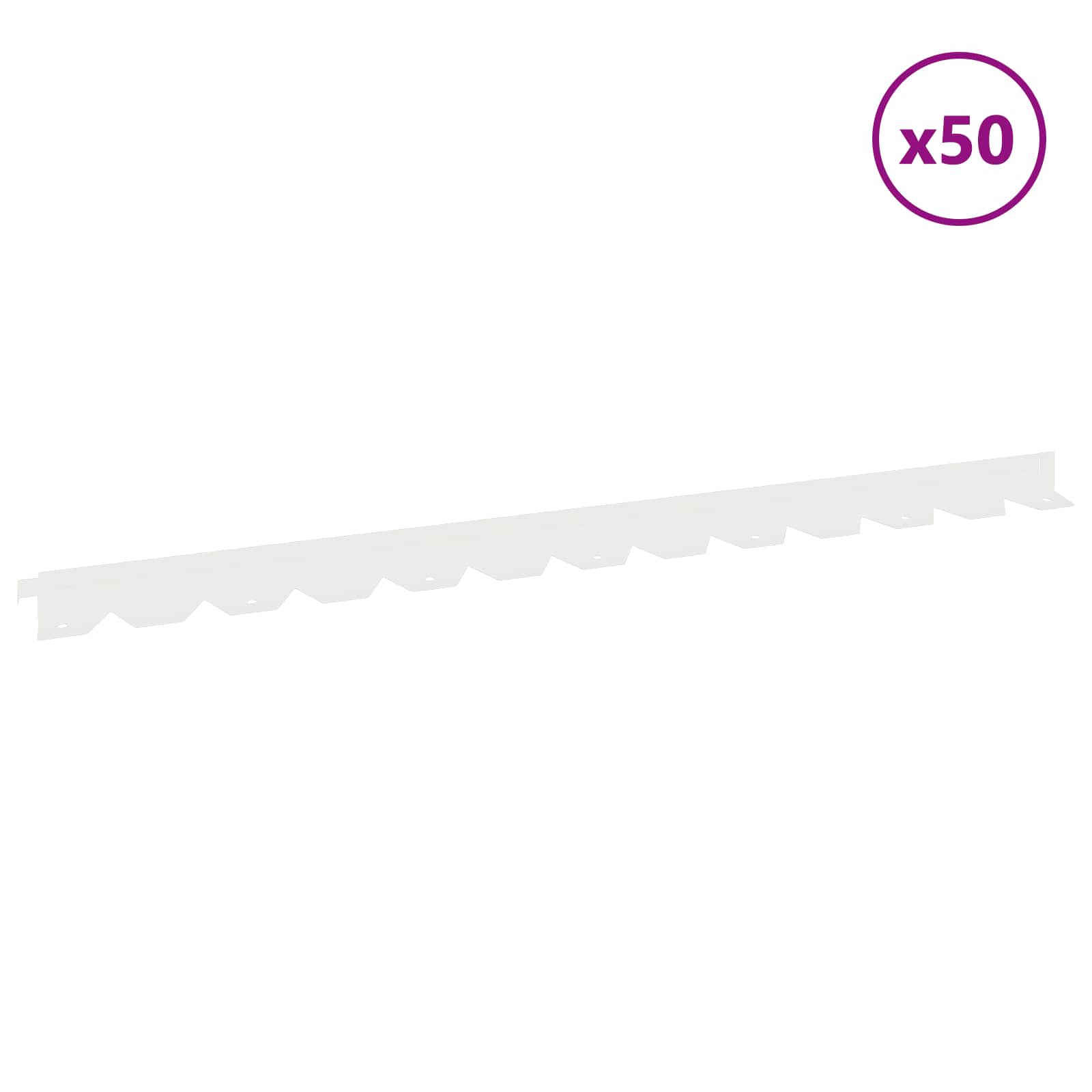 Bordura per Prato 50 pcs 102 x 4 x 4 cm Acciaio Bianco | homemem39