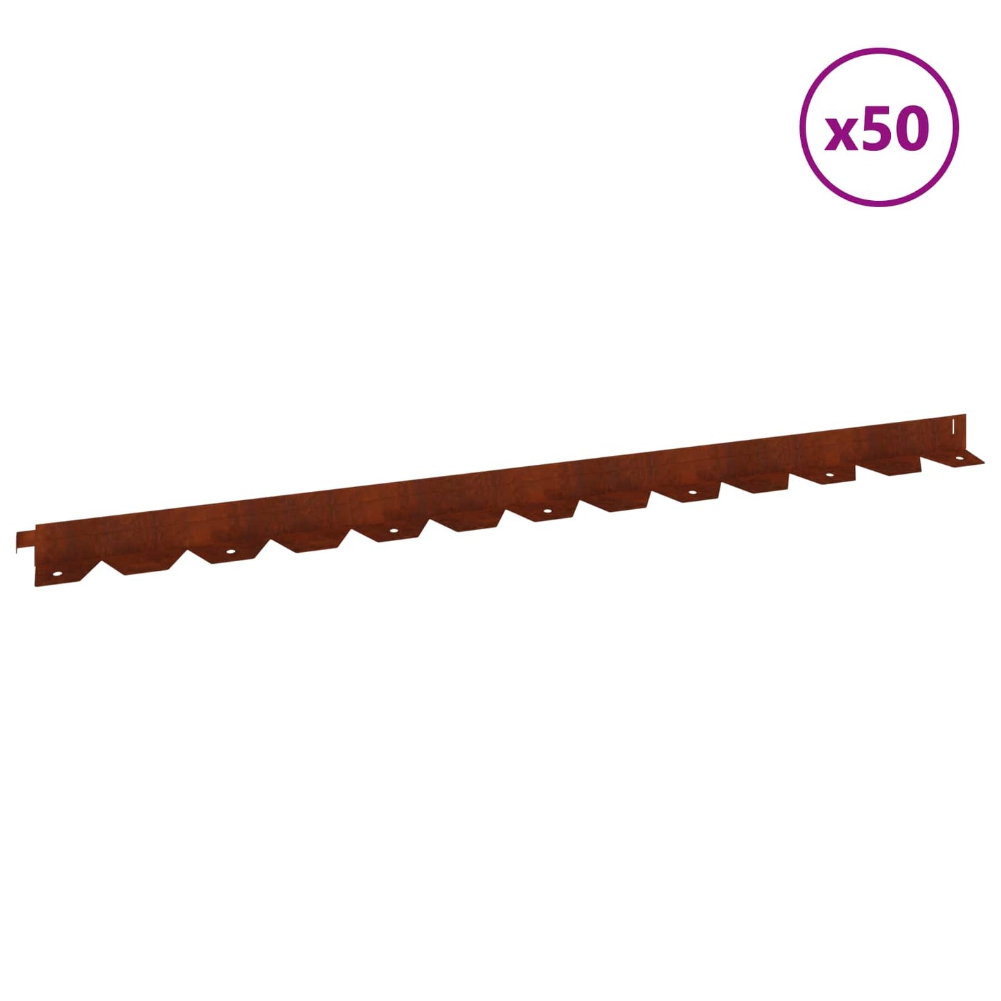 Bordura per Prato 50 pcs 102 x 4 x 4 cm Acciaio Ruggine | homemem39