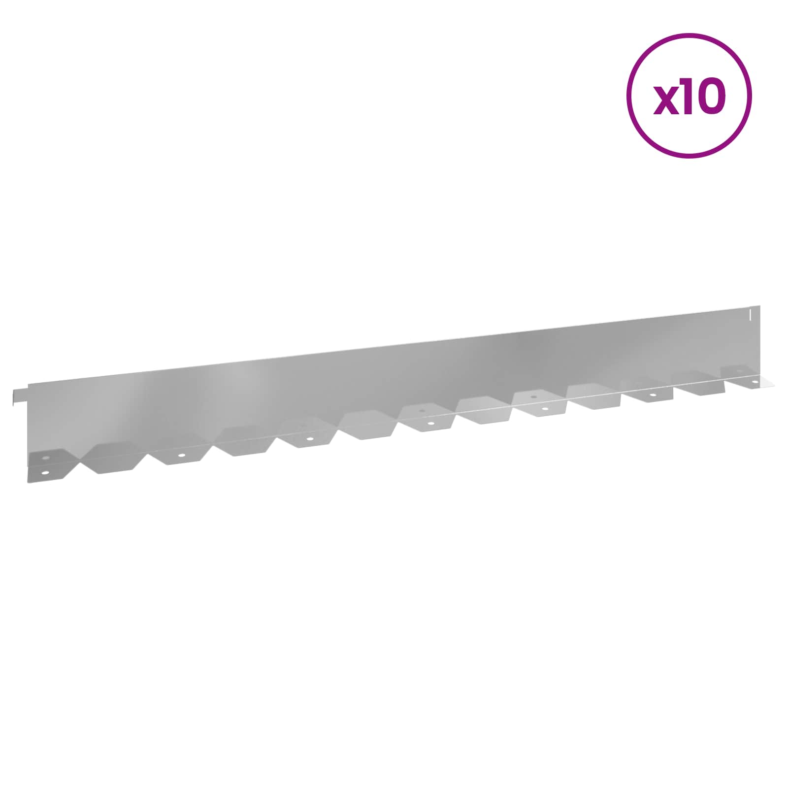 Bordura per Prato 10 pcs 102 x 10 x 4 cm Acciaio Argento | homemem39