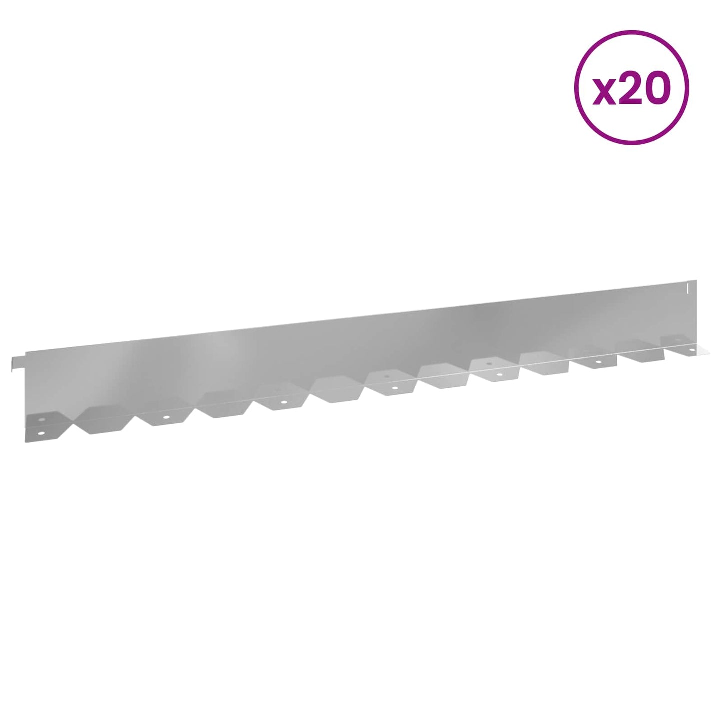 Bordura per Prato 20 pcs 102 x 10 x 4 cm Acciaio Argento | homemem39