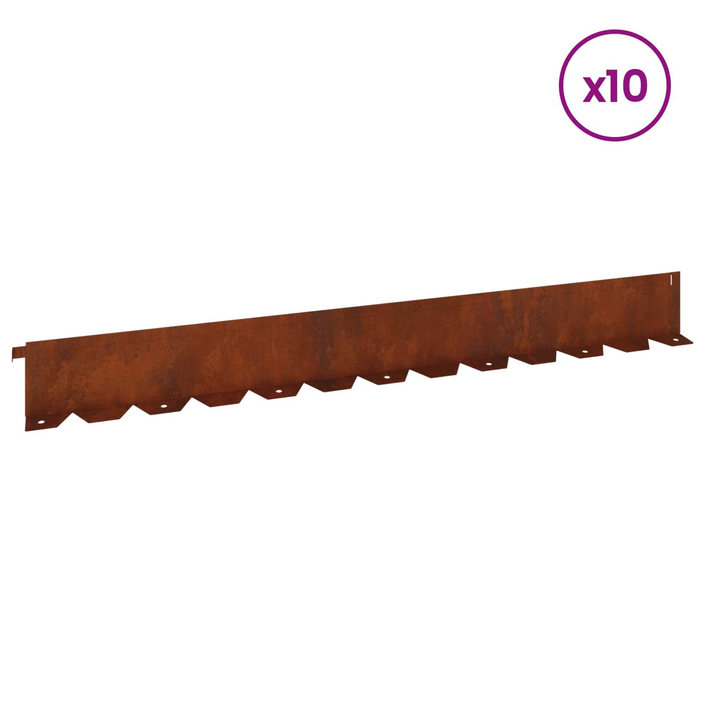 Bordura per Prato 10 pcs 102 x 10 x 4 cm Acciaio Ruggine | homemem39