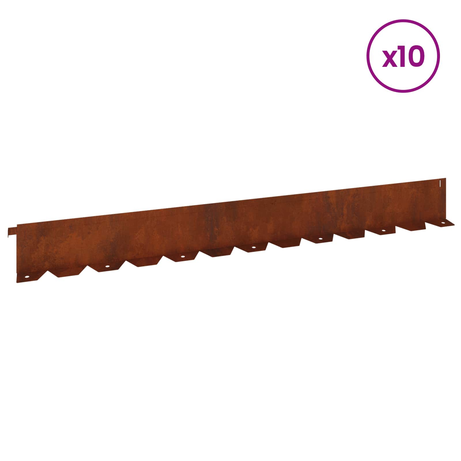 Bordura per Prato 10 pcs 102 x 10 x 4 cm Acciaio Ruggine | homemem39