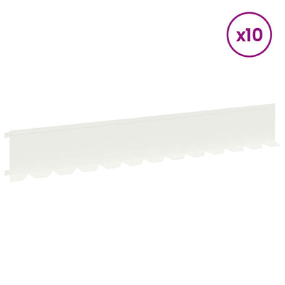Bordura per Prato 10 pcs 102 x 15 x 4 cm Acciaio Bianco | homemem39