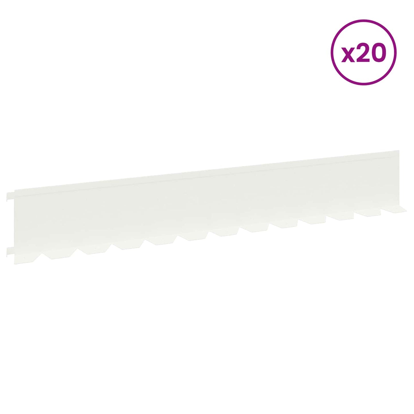 Bordura per Prato 20 pcs 102 x 15 x 4 cm Acciaio Bianco | homemem39