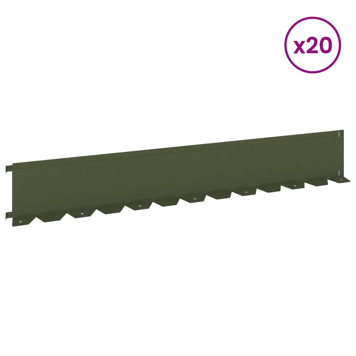 Bordura per Prato 20 pcs 102 x 15 x 4 cm Acciaio Verde Oliva | homemem39