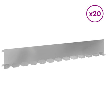 Bordura per Prato 20 pcs 102 x 15 x 4 cm Acciaio Argento