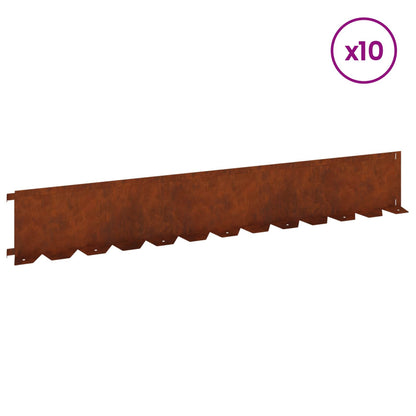 Bordura per Prato 10 pcs 102 x 15 x 4 cm Acciaio Ruggine | homemem39