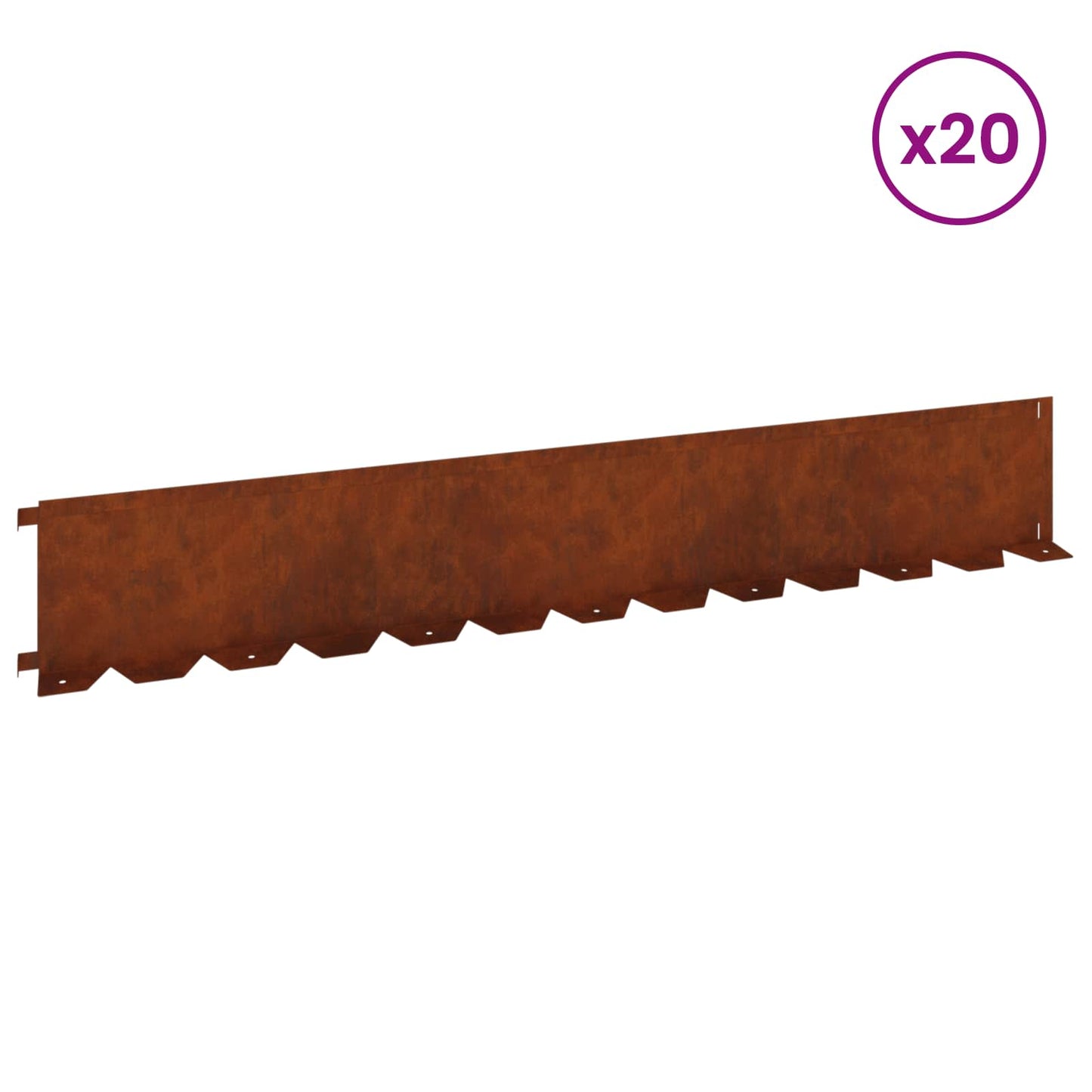 Bordura per Prato 20 pcs 102 x 15 x 4 cm Acciaio Ruggine | homemem39