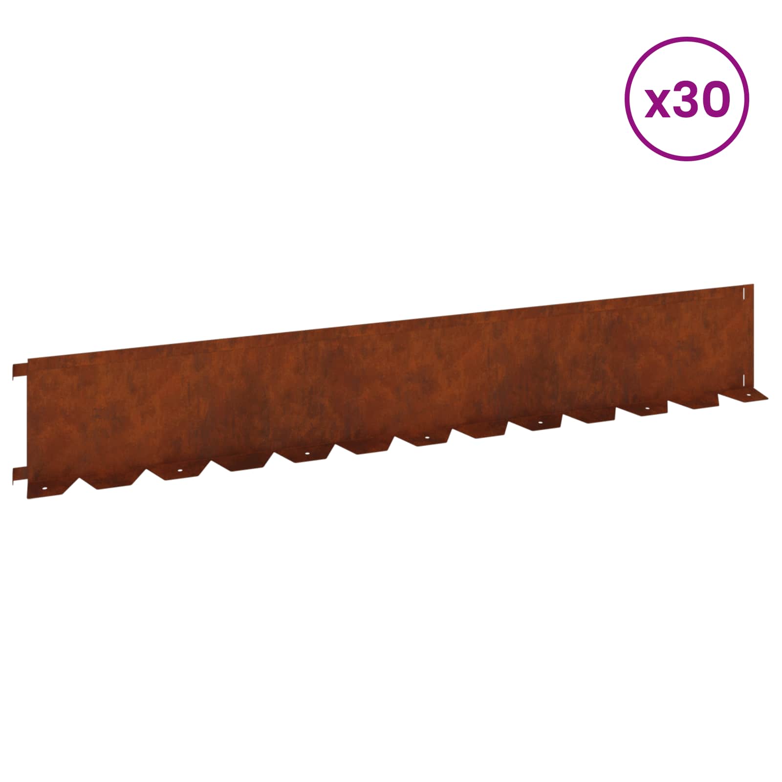 Bordura per Prato 30 pcs 102 x 15 x 4 cm Acciaio Ruggine | homemem39