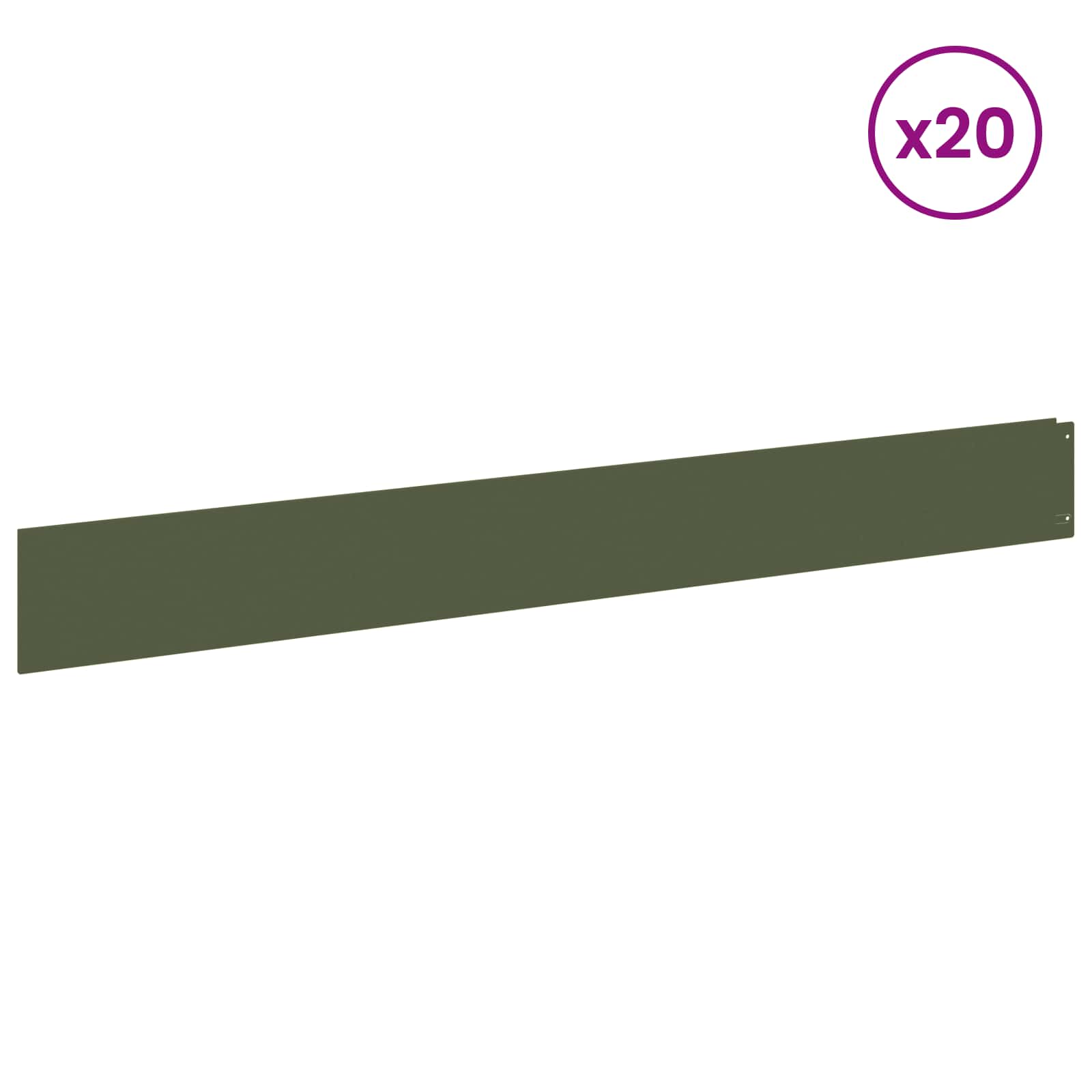 Bordura per Prato 20 pcs 100 x 12 cm Acciaio Verde Oliva | homemem39