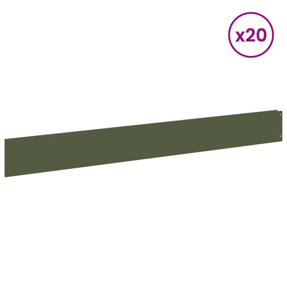 Bordura per Prato 20 pcs 100 x 12 cm Acciaio Verde Oliva | homemem39