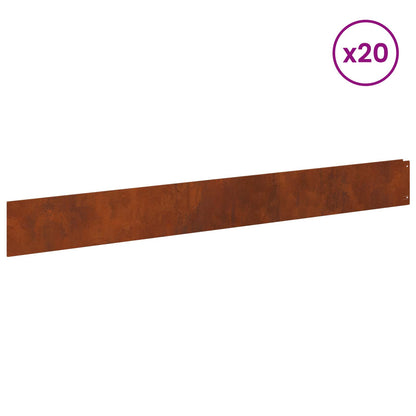Bordura per Prato 20 pcs 100 x 12 cm Acciaio Ruggine | homemem39