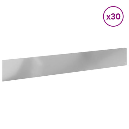 Bordura per Prato 30 pcs 100 x 15 cm Acciaio Argento | homemem39