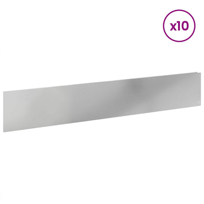 Bordura per Prato 10 pcs 100 x 18 cm Acciaio Argento | homemem39