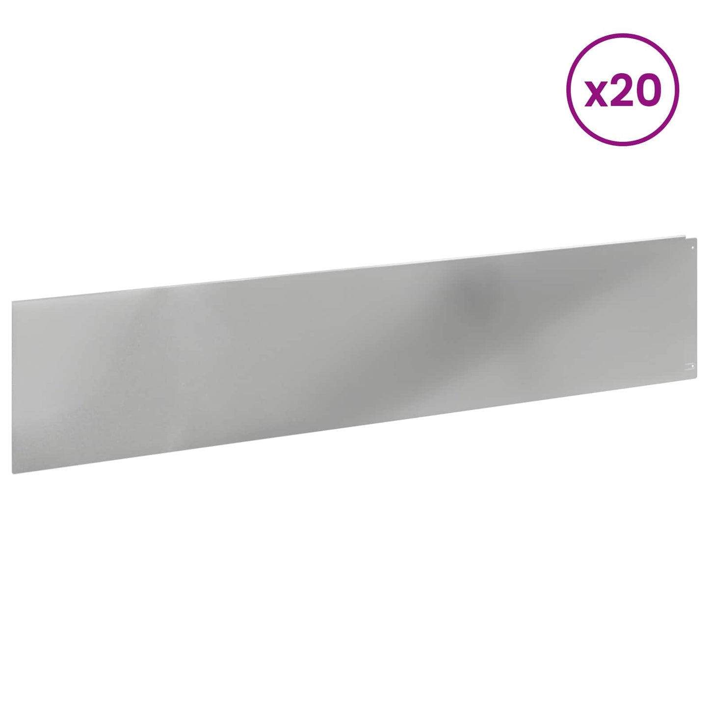 Bordura per Prato 20 pcs 100 x 22 cm Acciaio Argento