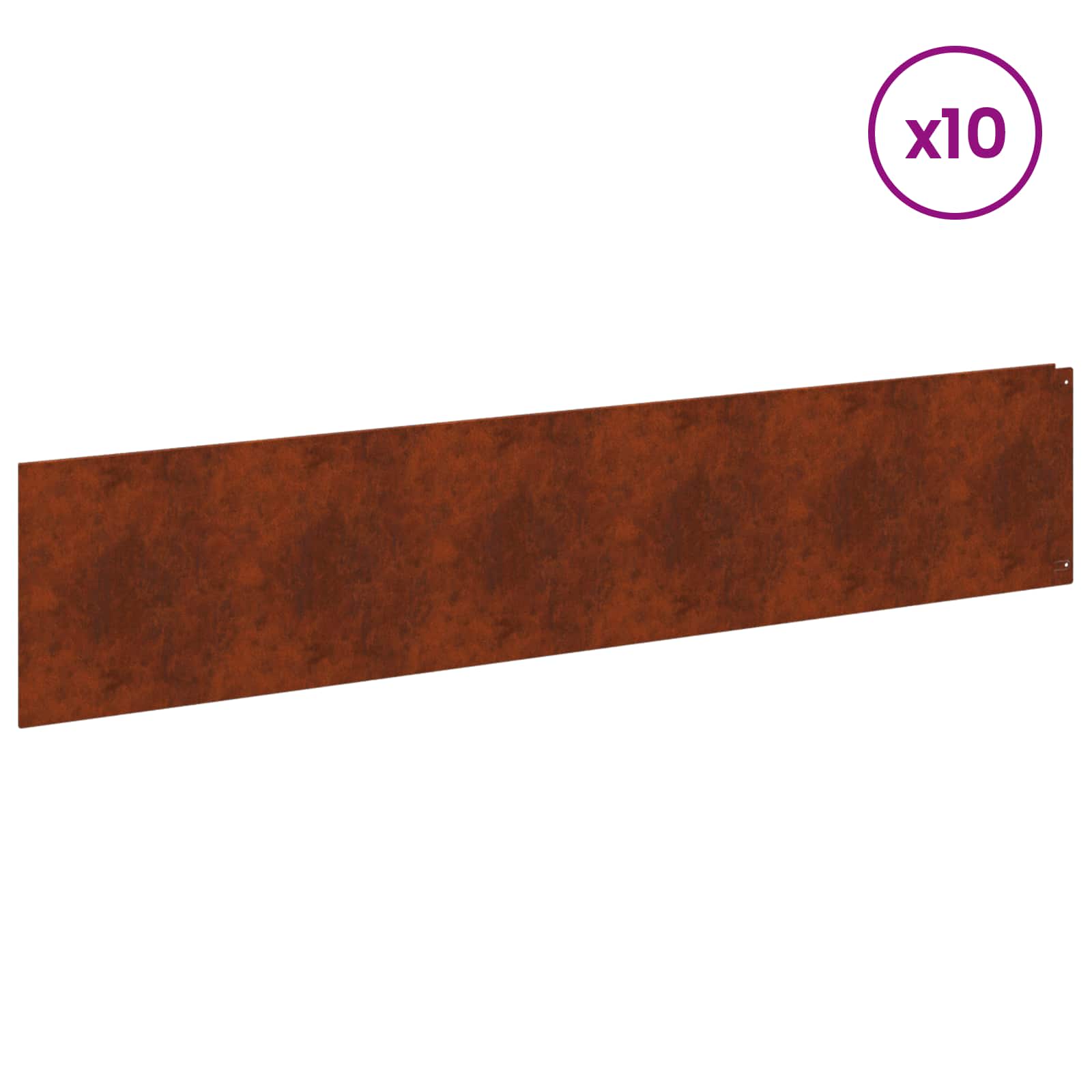 Bordura per Prato 10 pcs 100 x 22 cm Acciaio Ruggine | homemem39