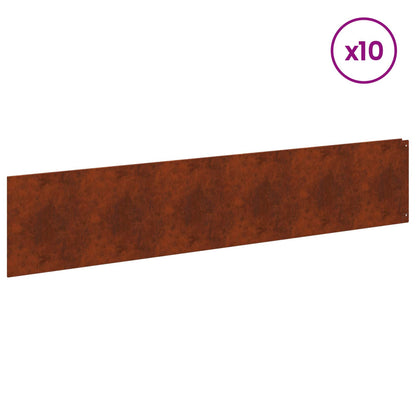 Bordura per Prato 10 pcs 100 x 22 cm Acciaio Ruggine | homemem39