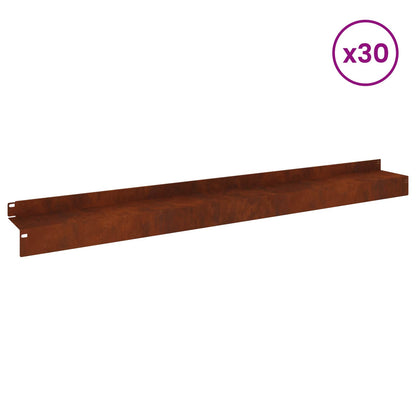 Bordura per Prato 30 pcs 100 x 10 x 8 cm Acciaio Ruggine | homemem39