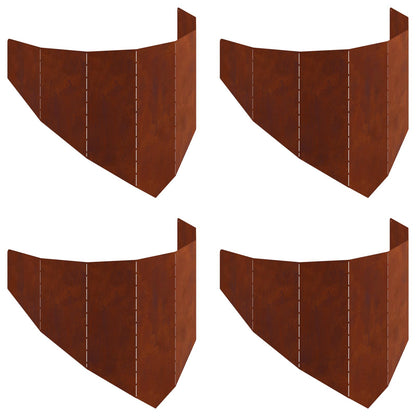 Bordura per Prato 4 pcs 100 x 45 cm Acciaio Ruggine | homemem39