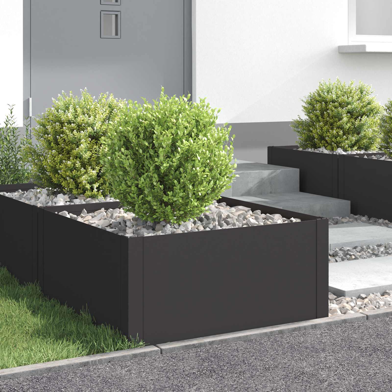 Bordura per Prato 4 pcs 60 x 60 x 35 cm Acciaio Nero | homemem39