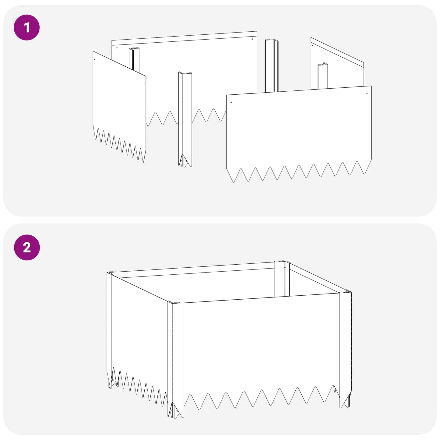 Bordura per Prato 4 pcs 60 x 60 x 35 cm Acciaio Argento | homemem39