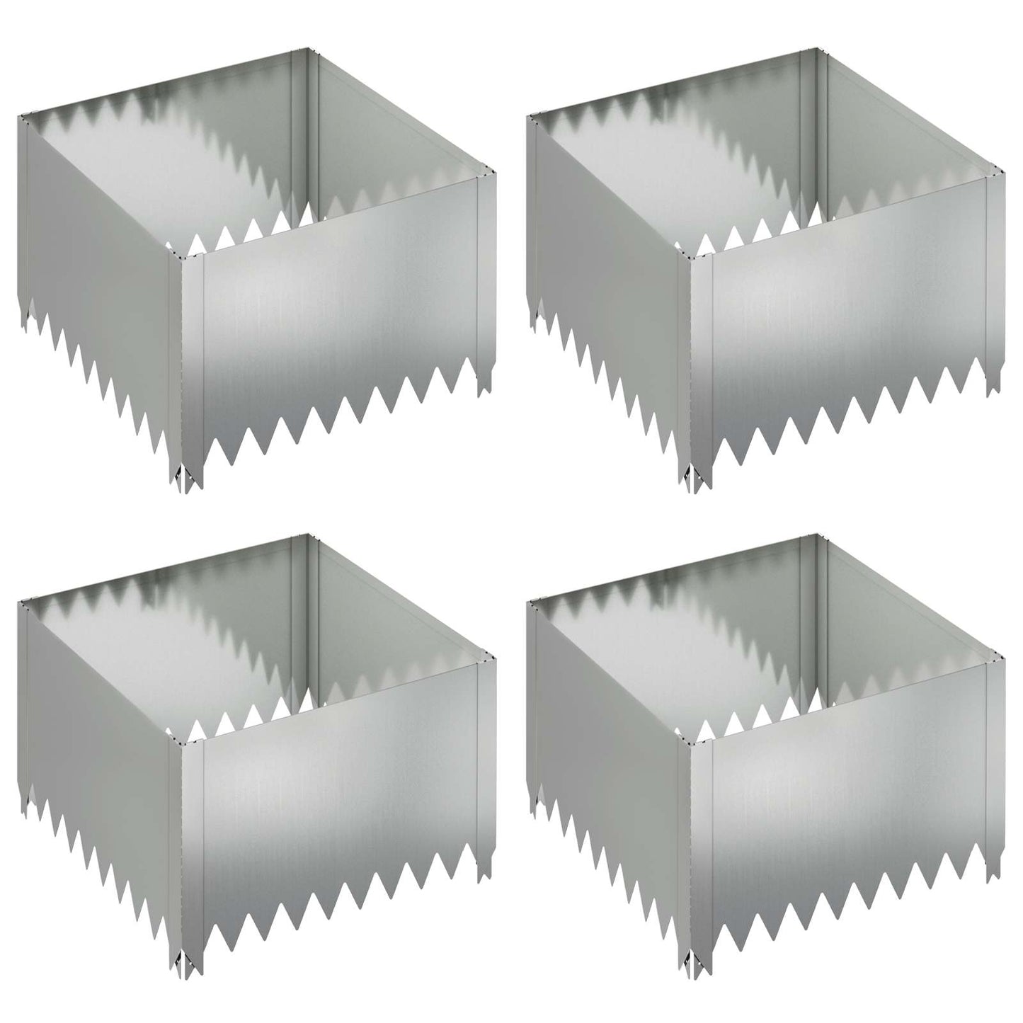 Bordura per Prato 4 pcs 60 x 60 x 35 cm Acciaio Argento | homemem39