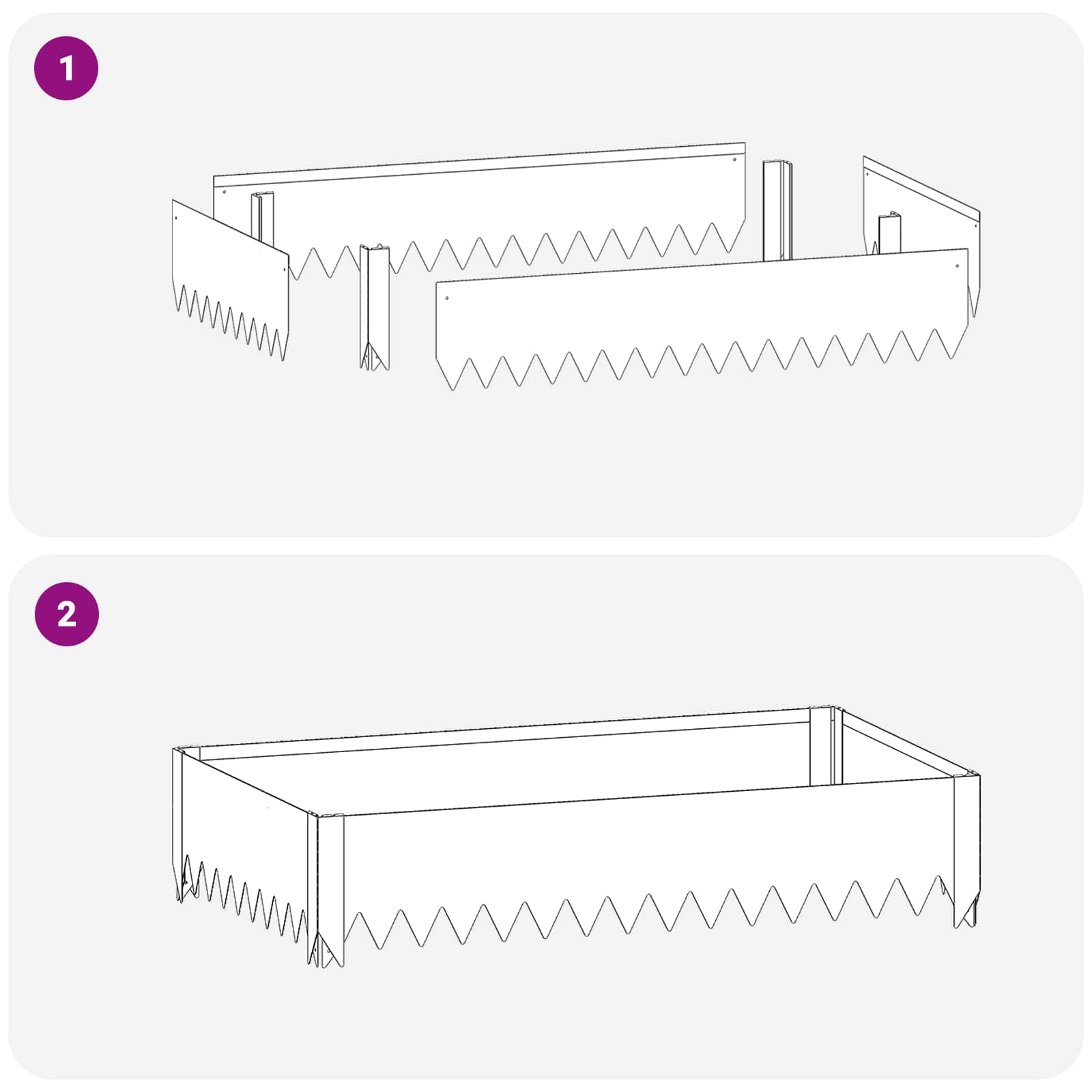 Bordura per Prato 100 x 60 x 20 cm Acciaio Argento | homemem39