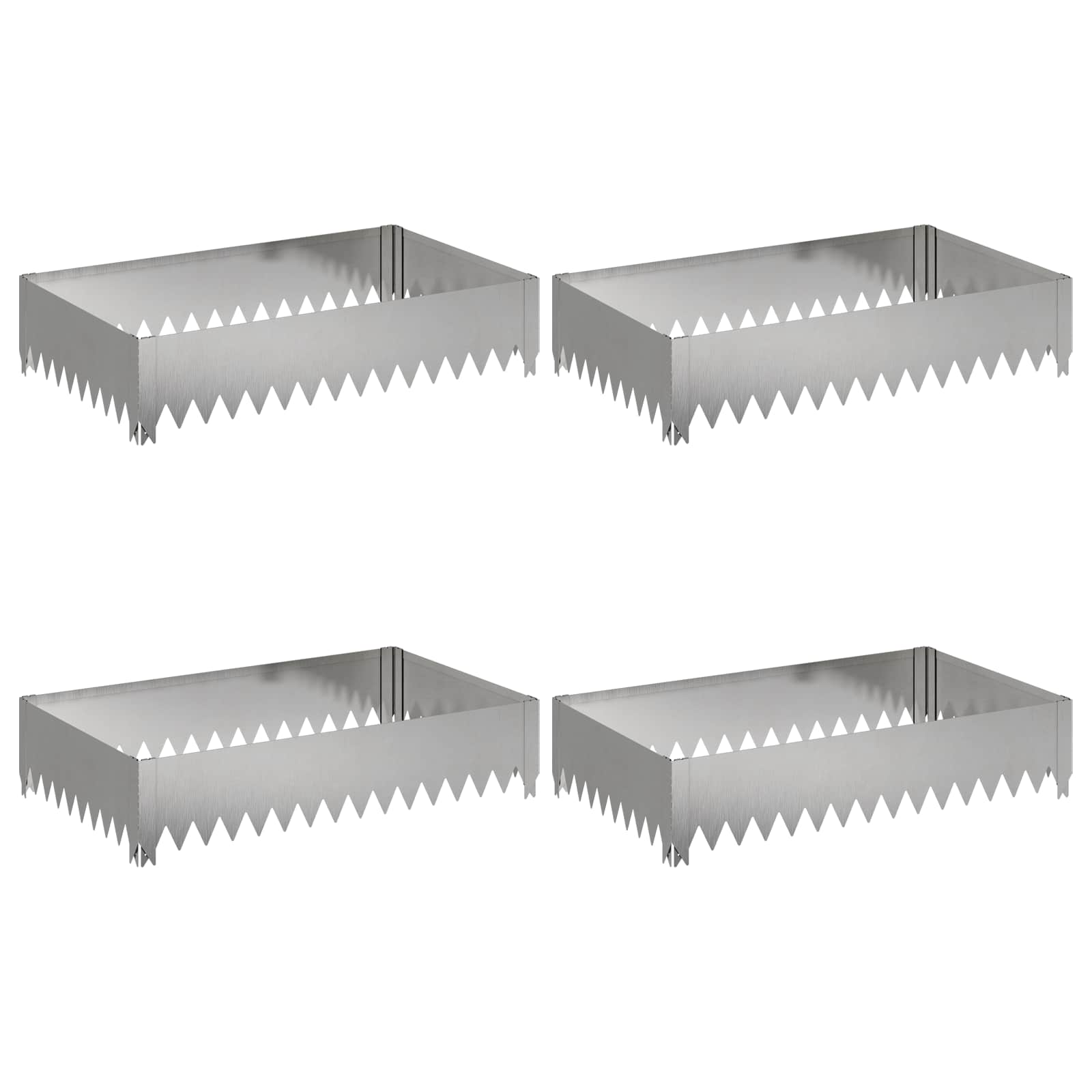 Bordura per Prato 4 pcs 100 x 60 x 20 cm Acciaio Argento | homemem39