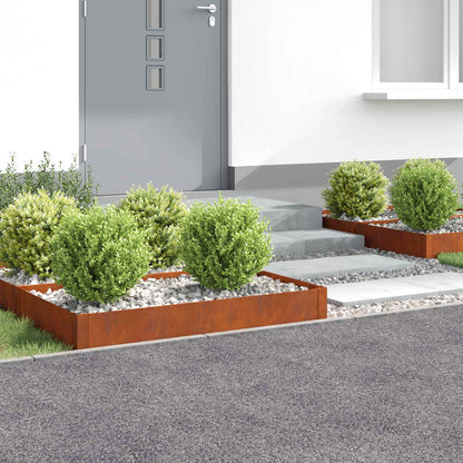 Bordura per Prato 4 pcs 100 x 60 x 20 cm Acciaio Ruggine | homemem39