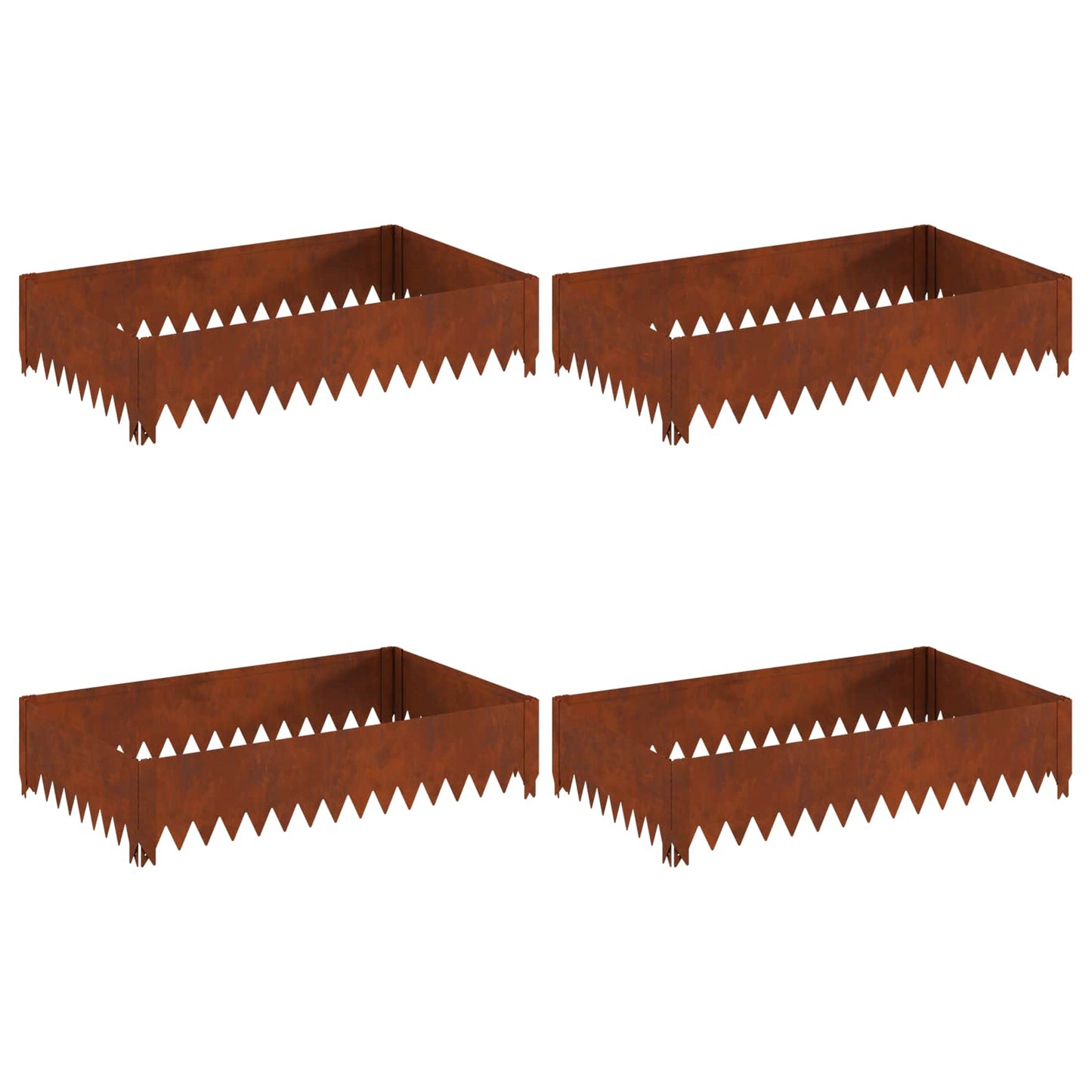 Bordura per Prato 4 pcs 100 x 60 x 20 cm Acciaio Ruggine | homemem39
