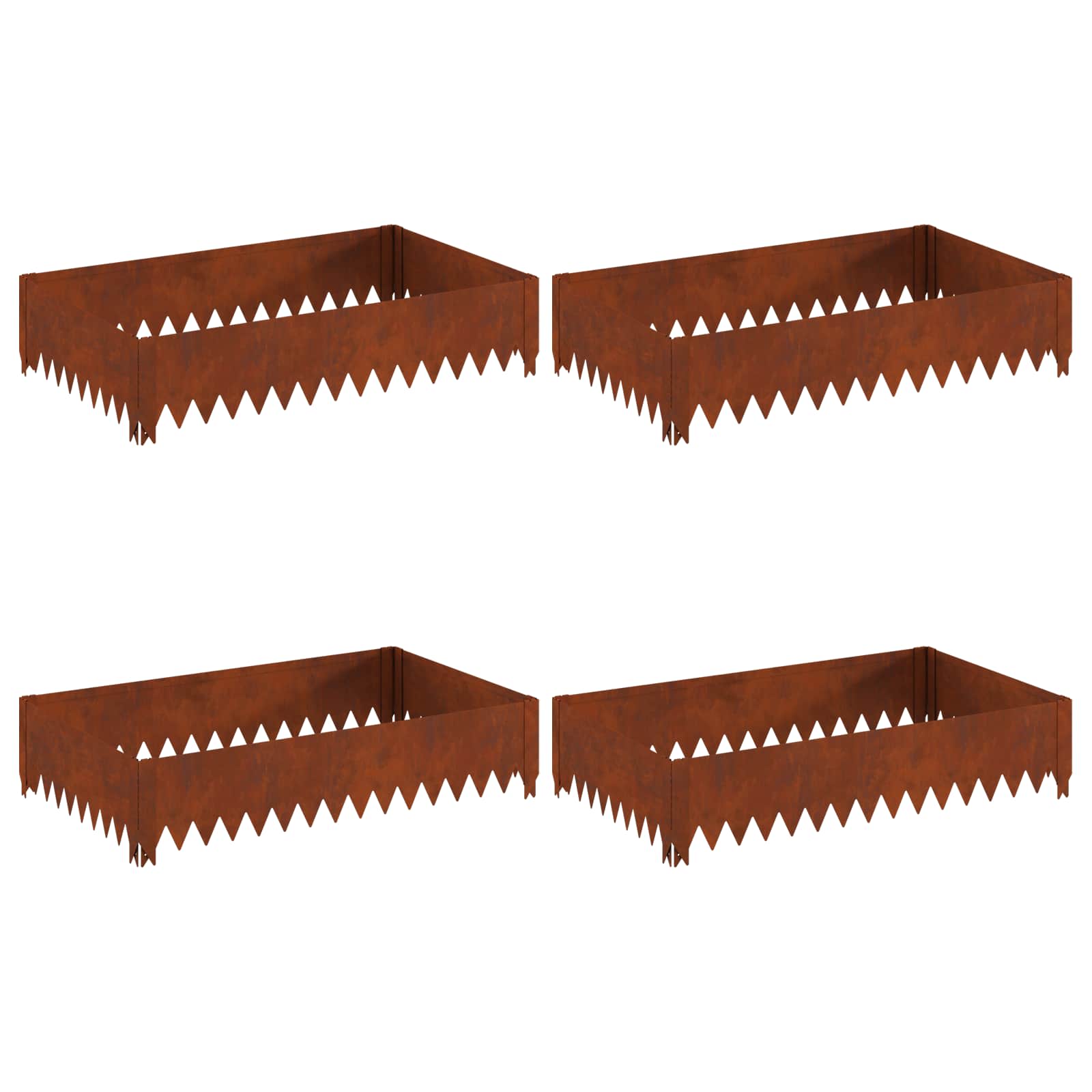Bordura per Prato 4 pcs 100 x 60 x 20 cm Acciaio Ruggine | homemem39