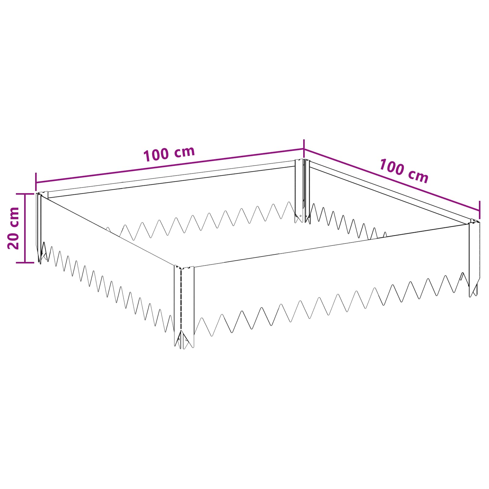 Bordura per Prato 100 x 100 x 20 cm Acciaio Ruggine | homemem39