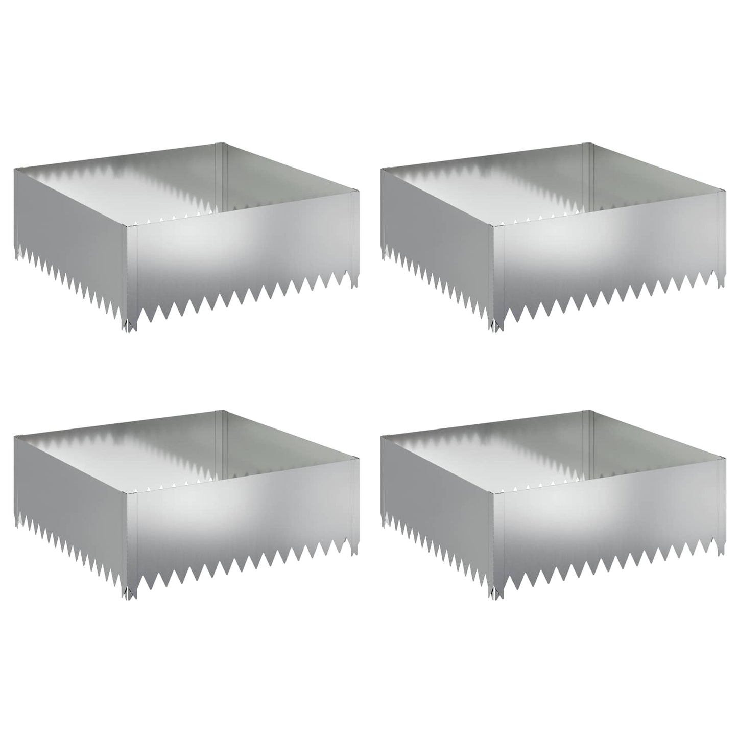Bordura per Prato 4 pcs 100 x 100 x 35 cm Acciaio Argento | homemem39