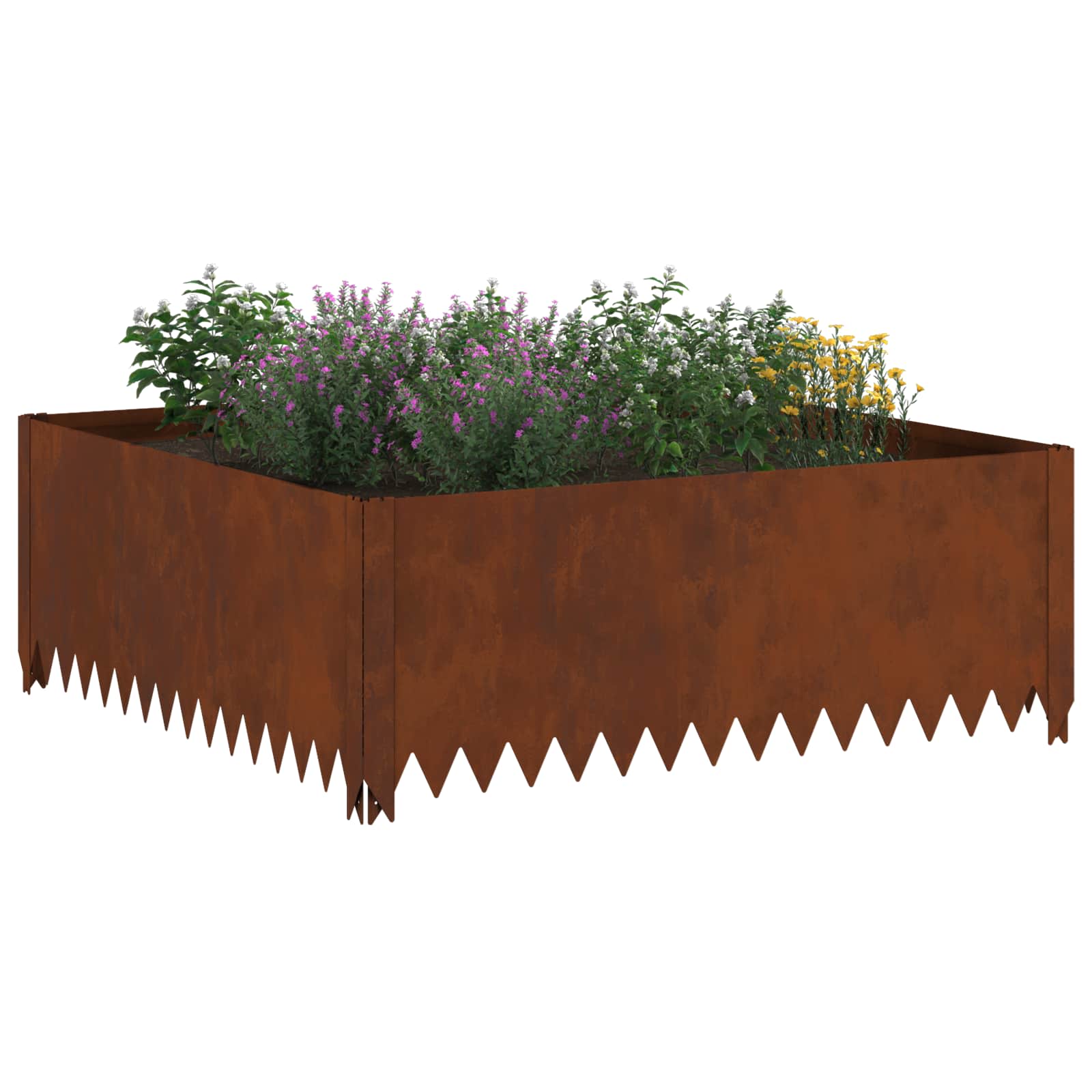 Bordura per Prato 4 pcs 100 x 100 x 35 cm Acciaio Ruggine | homemem39