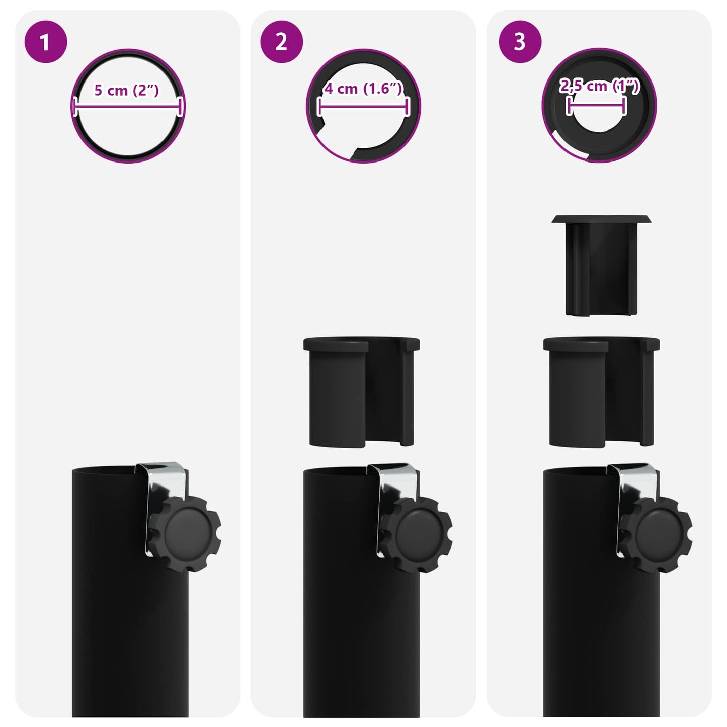 Base per ombrellone per palo da 25–50 mm Nero | homemem39