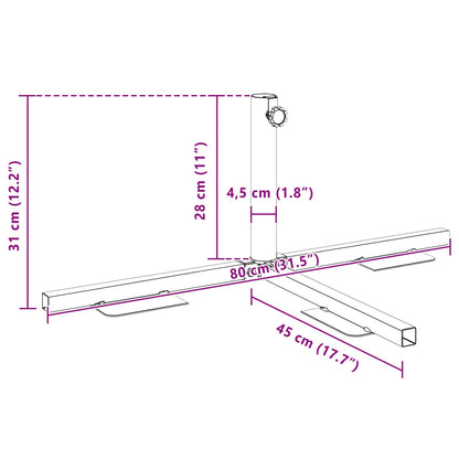 Telaio Base per Parasol a Mezza Nero Acciaio for 32-38 mm Pole | homemem39