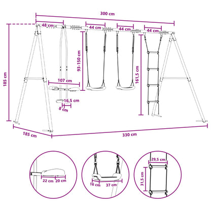 Set di Altalene per Esterni Multicolore 330 x 185 x 185 cm | homemem39