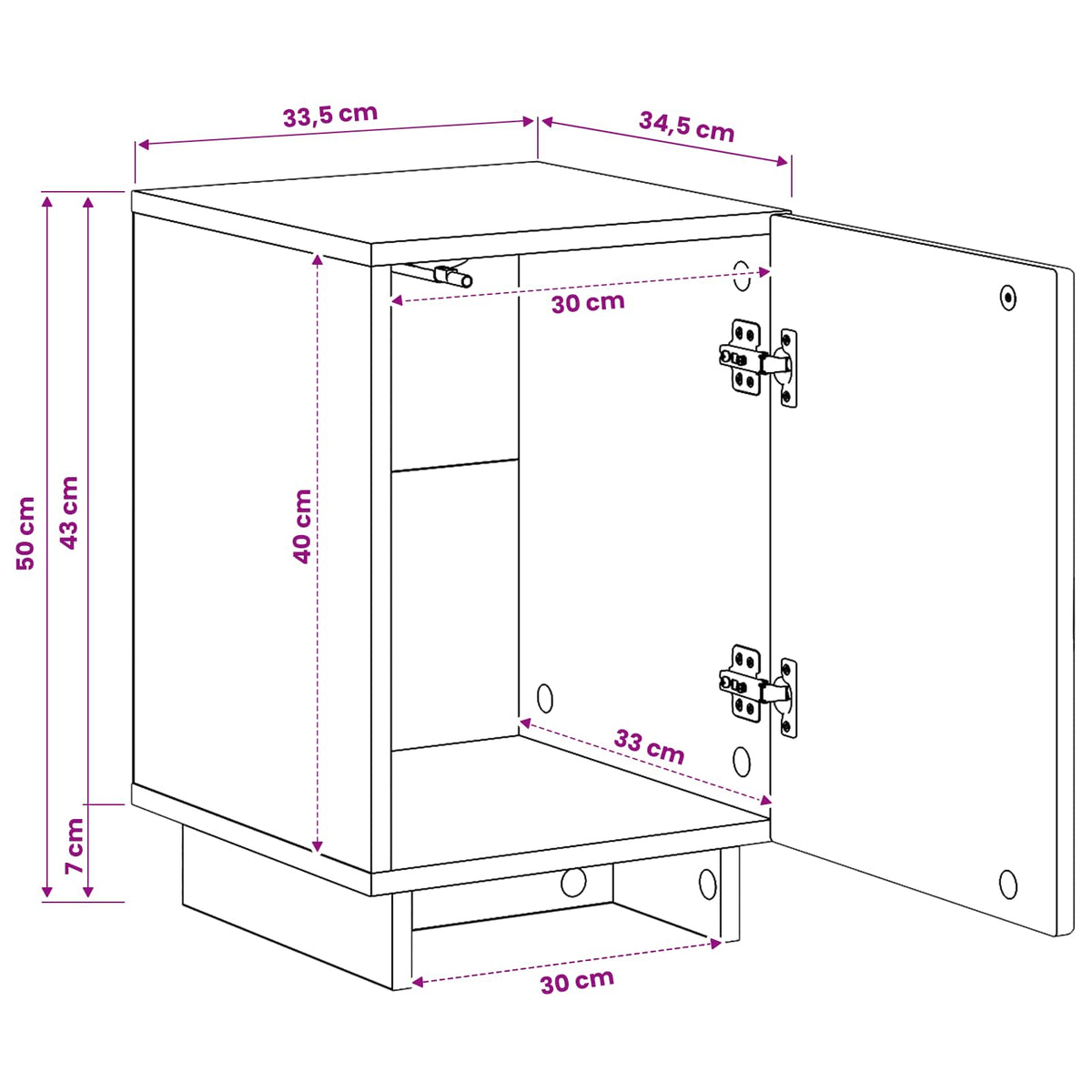 Comodino Nero 33,5 x 34,5 x 50 cm Legno ingegnerizzato