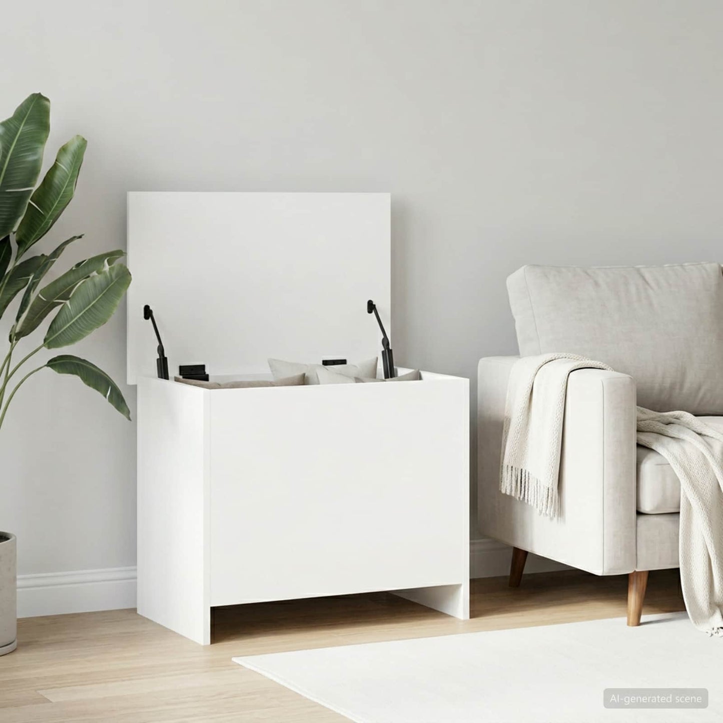 Cassa di stoccaggio Bianco 60 x 40 x 50 cm Legno ingegnerizzato