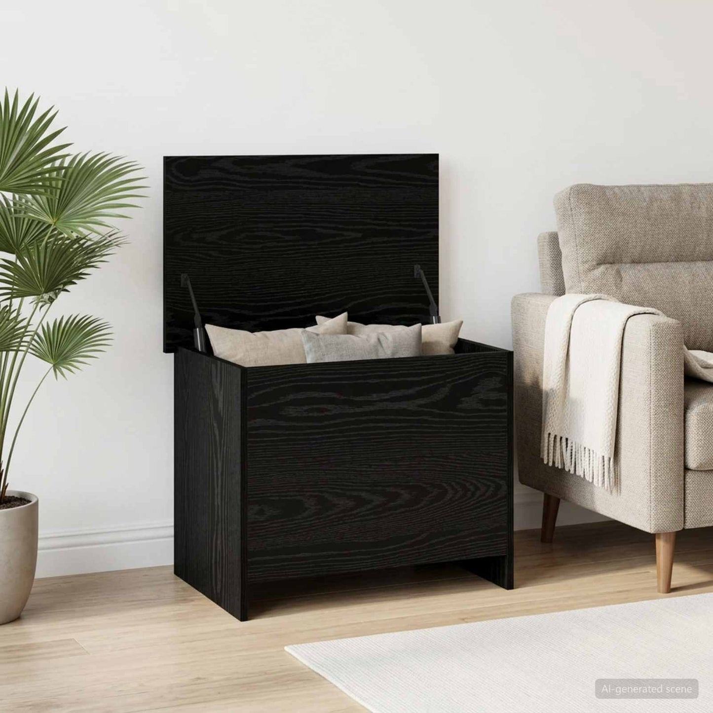Cassa di stoccaggio Rovere Nero 60 x 40 x 50 cm