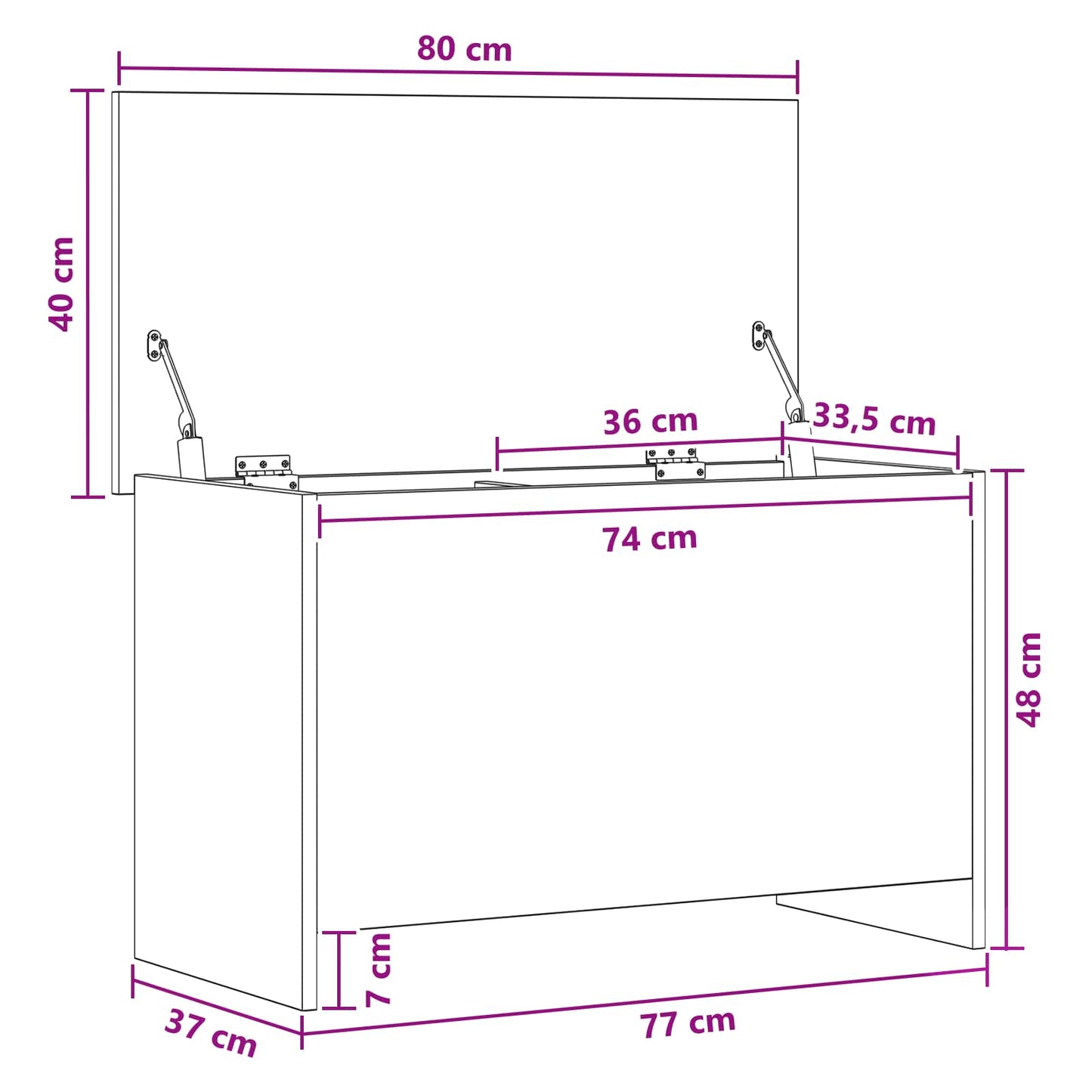 Cassa di stoccaggio Rovere Fumo 80 x 40 x 50 cm | homemem39