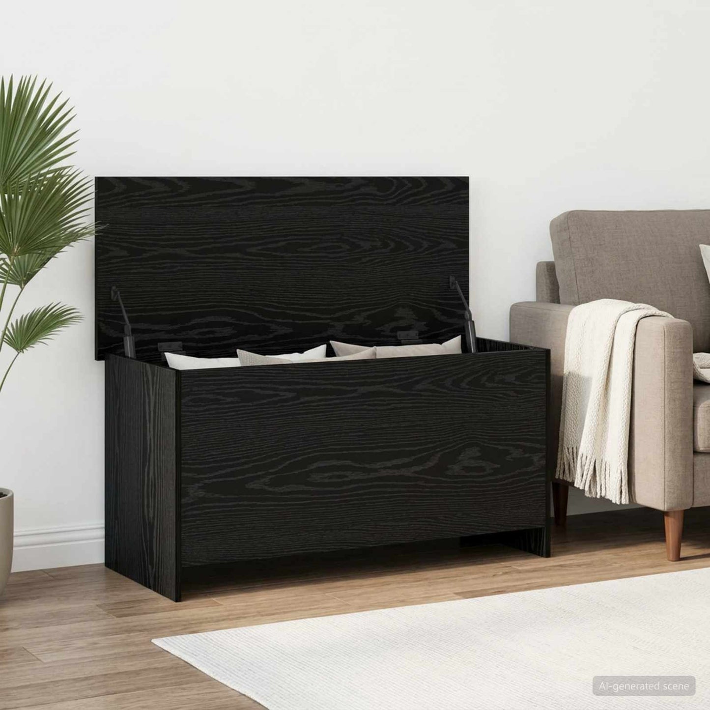 Cassa di stoccaggio Rovere Nero 100 x 40 x 50 cm | homemem39