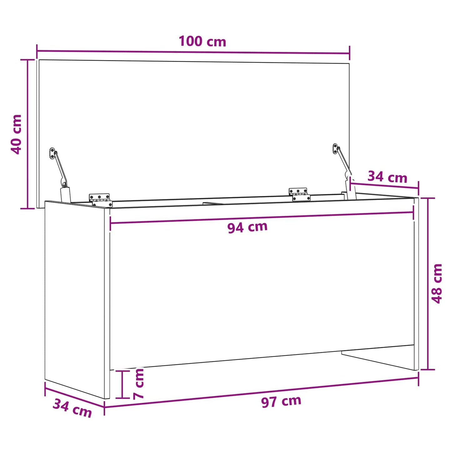 Cassa di stoccaggio Rovere Nero 100 x 40 x 50 cm | homemem39