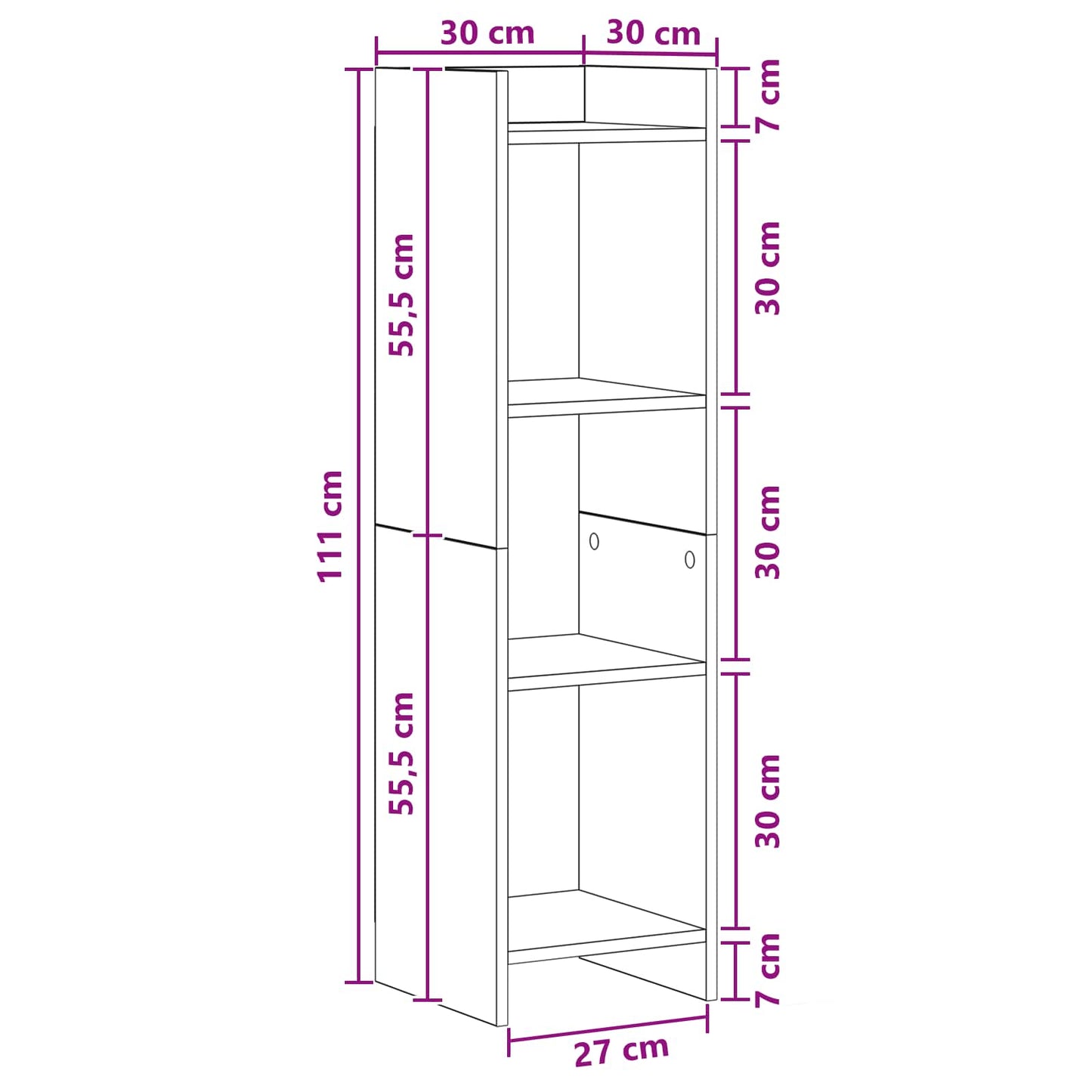 Libreria Sonoma grigio 30 x 30 x 111 cm Legno ingegnerizzato | homemem39