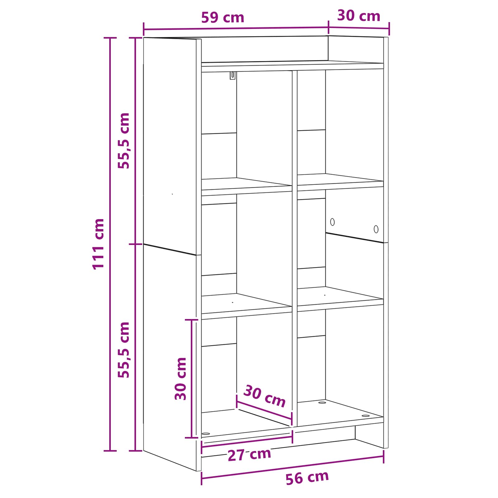 Libreria 6 livelli 59 x 30 x 111 cm Legno ingegnerizzato | homemem39