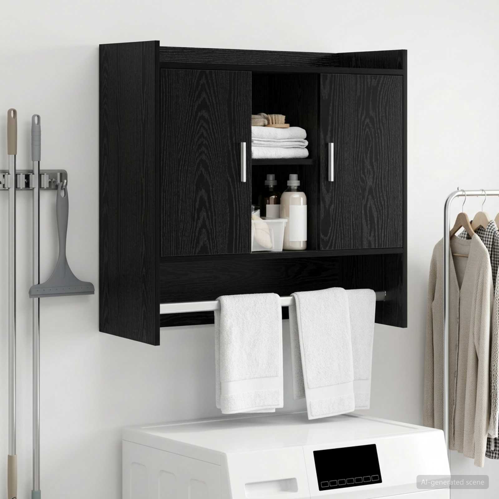 Scaffale da parete A parete Rovere Nero 80 x 36 x 80 cm | homemem39